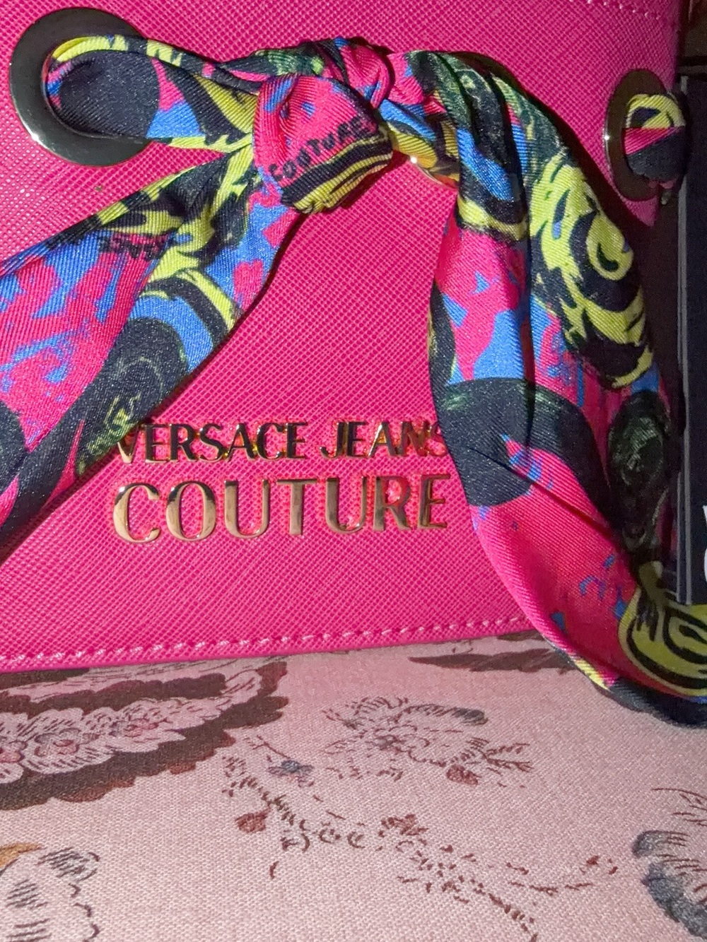 Versace Jeans Couture Hot Pink Mini Bucket Crossbody - Picture 2 of 8